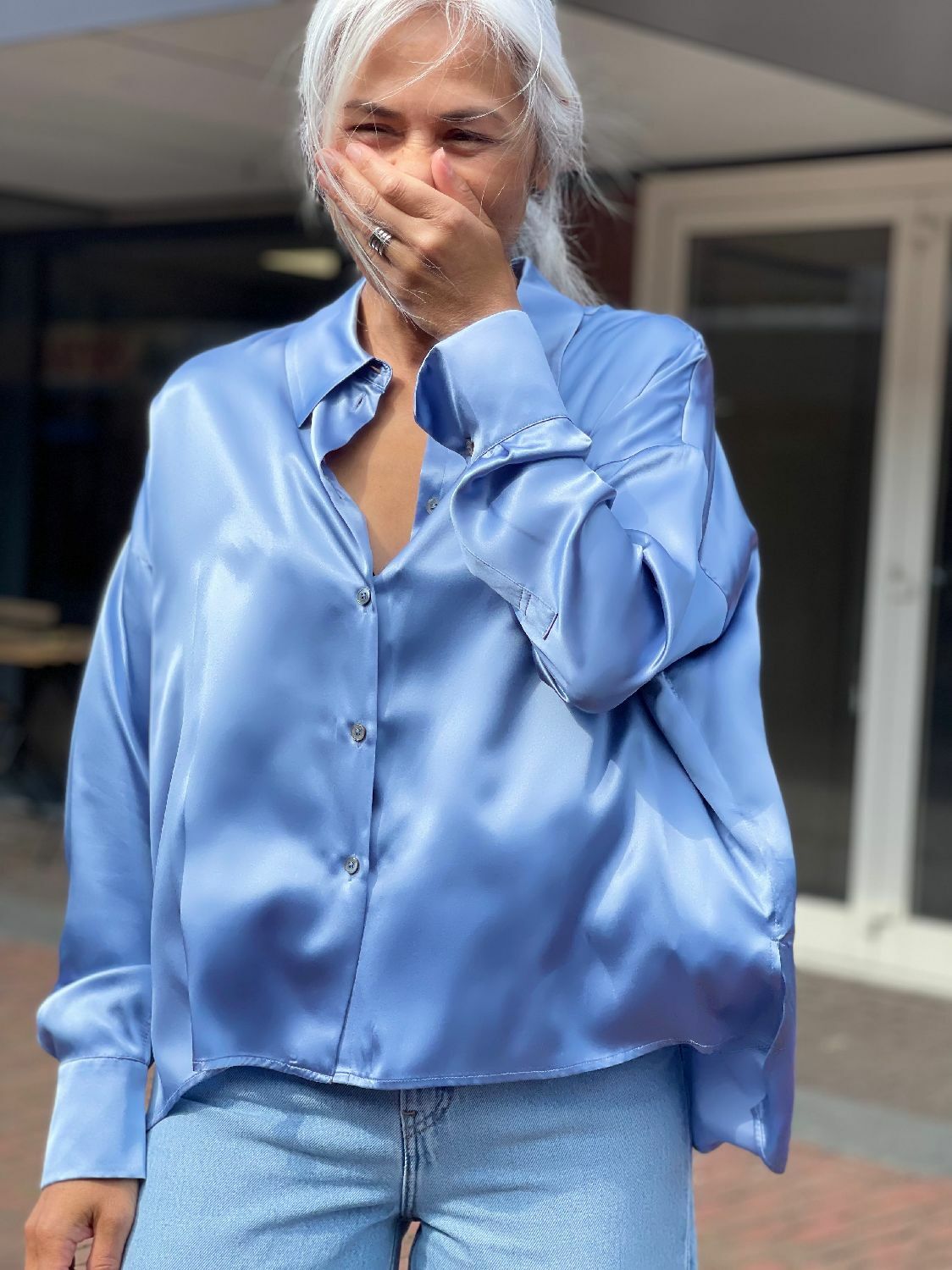 ik draag kleding pijnlijk zal ik doen Drykorn dames blouse Cloelia Blauw online kopen bij No Sense. CLOELIA  130054-3702 | Where jeans meet fashion
